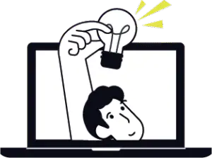 Illustration von Menschen mit Glühbirne in der Hand